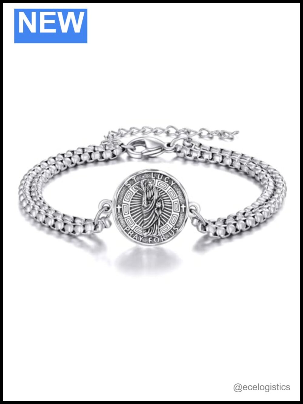 Sterling Silver Patron Saint Bracelet Religious Protector Gift for Women Men